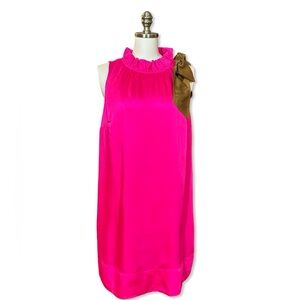 J. Crew Hot Pink Shift Dress with Bow Tie Neck